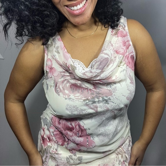 Vintage Y2K Coquette Floral Gown Fairycore Dress Asymmetric Ballet Lace Romantic - Picture 12 of 15